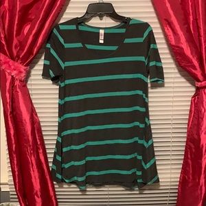 LulaRoe XXS Teal and Dark Gray Perfect Top